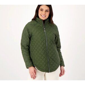 Belle By Kim Gravel Quilted Zip Front Jacket Size XXS Olive Green A550652 NWOT